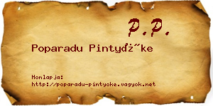 Poparadu Pintyőke névjegykártya
